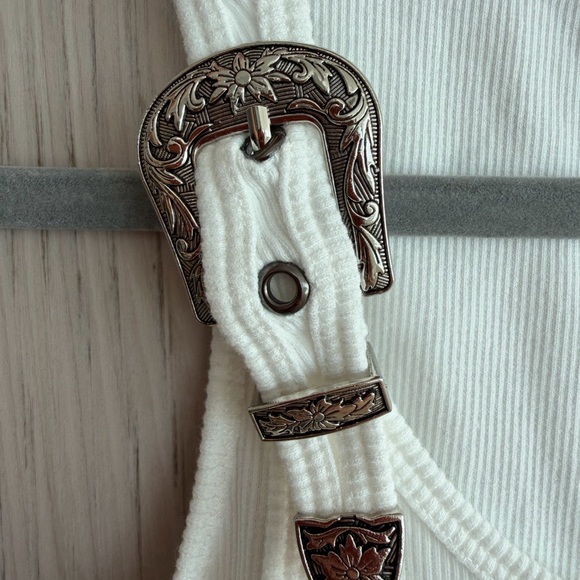 Pixie Market Ribbed White Top - Picture 4 of 5